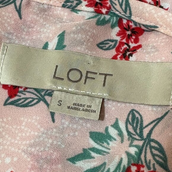 Loft Pink Floral Blouse Size Small - Picture 6 of 7